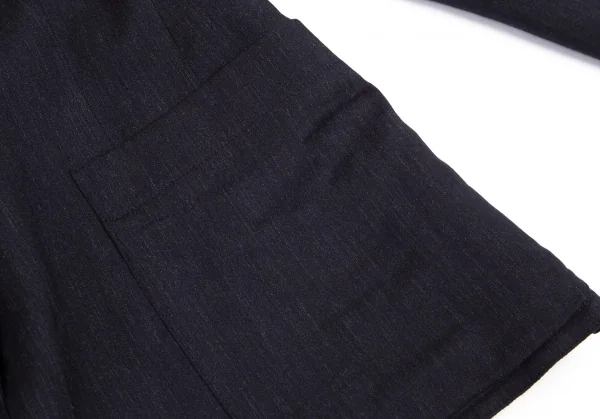 アンドゥムルメステールANN DEMEULEMEESTER ウールレーヨンスリーブギャザーサイドベルトジャケット 紺36 K-81399_011