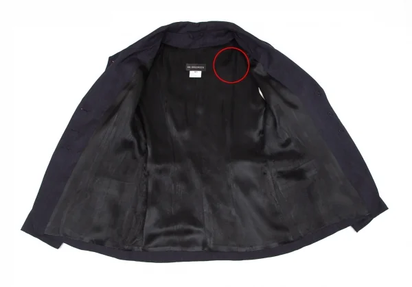 アンドゥムルメステールANN DEMEULEMEESTER ウールレーヨンスリーブギャザーサイドベルトジャケット 紺36 K-81399_012