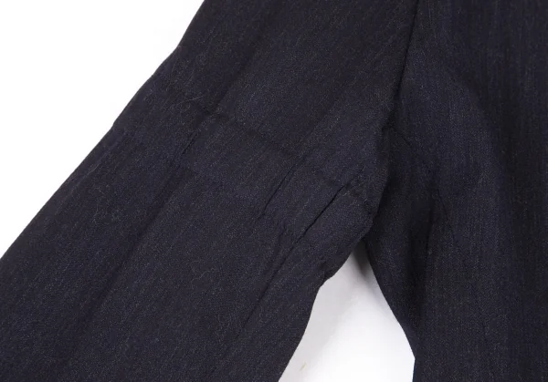 アンドゥムルメステールANN DEMEULEMEESTER ウールレーヨンスリーブギャザーサイドベルトジャケット 紺36 K-81399_006