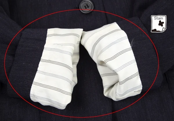 アンドゥムルメステールANN DEMEULEMEESTER ウールレーヨンスリーブギャザーサイドベルトジャケット 紺36 K-81399_008