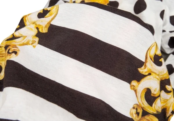 ステラマッカートニーSTELLA McCARTNEY ゴシックボーダードットプリントカットソー 白黒金38 K-81406_012