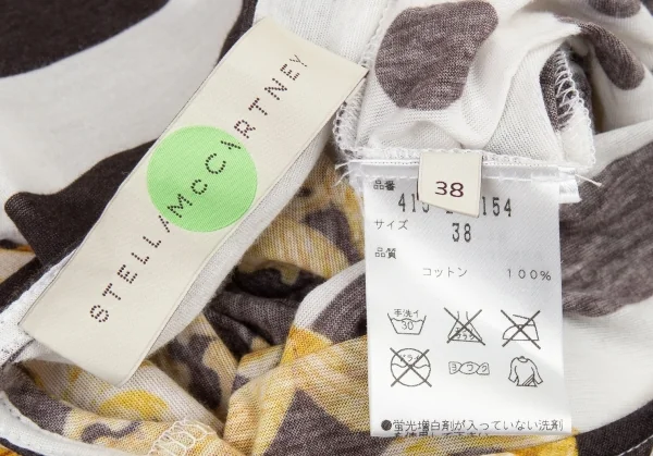 ステラマッカートニーSTELLA McCARTNEY ゴシックボーダードットプリントカットソー 白黒金38 K-81406_013