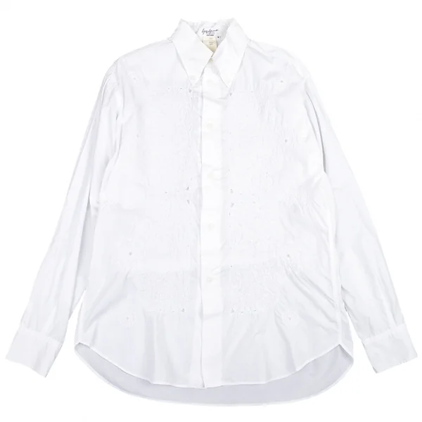 ヨウジヤマモト プールオムYohji Yamamoto POUR HOMMEフロント刺繍ロングシャツ 白M K-81421_001