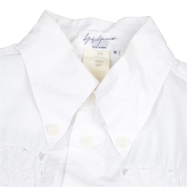 ヨウジヤマモト プールオムYohji Yamamoto POUR HOMMEフロント刺繍ロングシャツ 白M K-81421_002