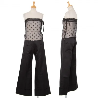 リミフゥLIMI feu チュールトップ切り替えシルクシャイニーパンツ 黒