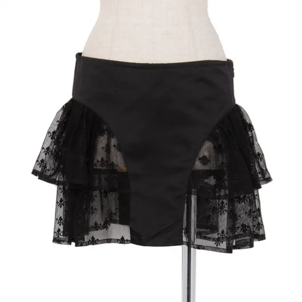 リミフゥLIMI feu チュール切り替えシルクシャイニーカバースカート 黒S K-81433_001