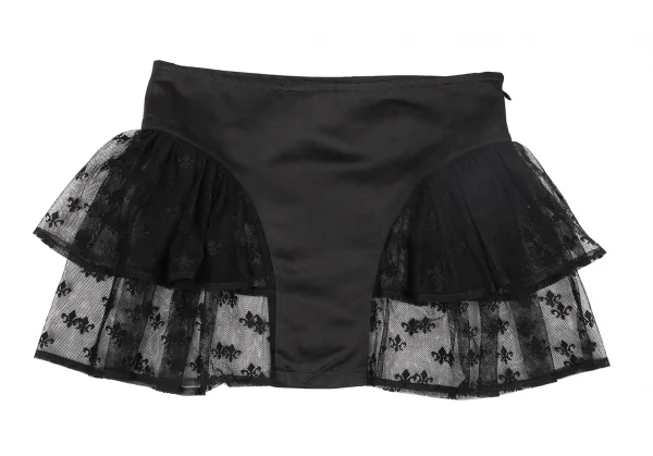 リミフゥLIMI feu チュール切り替えシルクシャイニーカバースカート 黒S K-81433_003