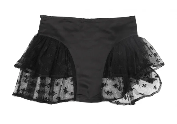 リミフゥLIMI feu チュール切り替えシルクシャイニーカバースカート 黒S K-81433_008