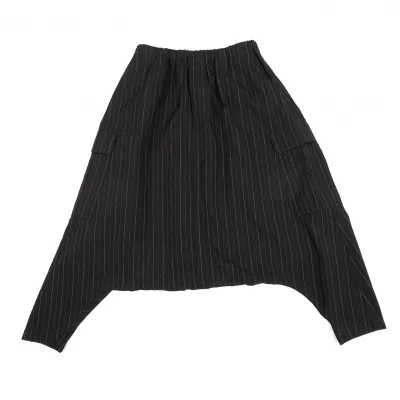 レギュレーション ヨウジヤマモトREGULATION yohji yamamoto コットンストライプカーゴポケットサルエルパンツ 黒