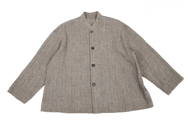 ヨーガンレールJURGEN LEHL マオカラーリネンチェックジャケット ベージュM K-81469_002