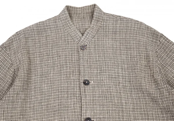 ヨーガンレールJURGEN LEHL マオカラーリネンチェックジャケット ベージュM K-81469_003