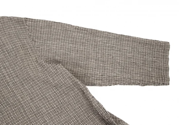 ヨーガンレールJURGEN LEHL マオカラーリネンチェックジャケット ベージュM K-81469_005