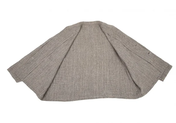 ヨーガンレールJURGEN LEHL マオカラーリネンチェックジャケット ベージュM K-81469_008