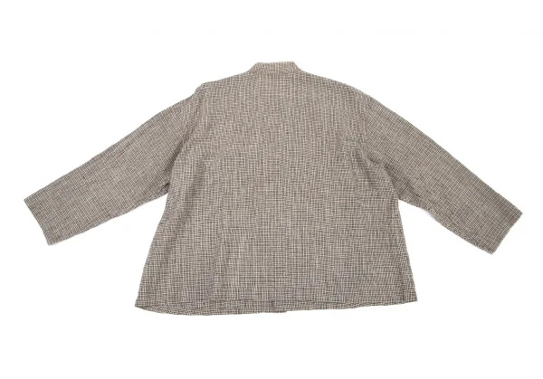 ヨーガンレールJURGEN LEHL マオカラーリネンチェックジャケット ベージュM K-81469_009