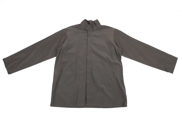 ヨーガンレールJURGEN LEHL スタンドカラーフライフロントシルクコットンシャツ チャコールM K-81475_002