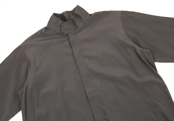 ヨーガンレールJURGEN LEHL スタンドカラーフライフロントシルクコットンシャツ チャコールM K-81475_003