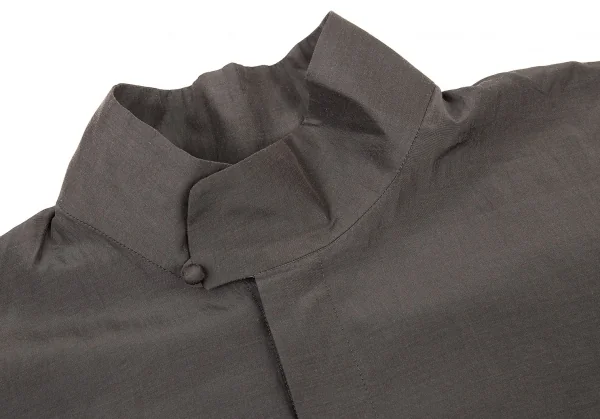 ヨーガンレールJURGEN LEHL スタンドカラーフライフロントシルクコットンシャツ チャコールM K-81475_004