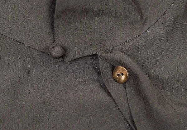 ヨーガンレールJURGEN LEHL スタンドカラーフライフロントシルクコットンシャツ チャコールM K-81475_005