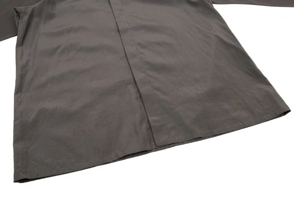 ヨーガンレールJURGEN LEHL スタンドカラーフライフロントシルクコットンシャツ チャコールM K-81475_008