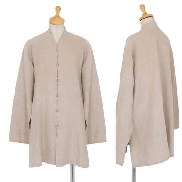 ヨーガンレールJURGEN LEHL マオカラーリネンジャケット ベージュM K-81478_001