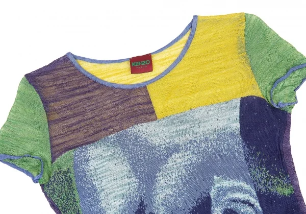ケンゾーKENZO パネル切替半袖ニット マルチM位 K-81479_003