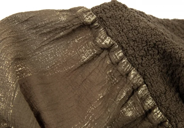 イッセイミヤケ ミーISSEY MIYAKE me 箔プリントスカートカリフラワーカットソーワンピース カーキM位 K-81485_010