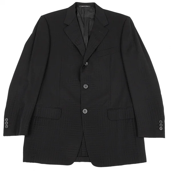 ジャンニヴェルサーチGIANNI VERSACE ウールシャドーチェックジャケット 黒L位 K-81491_001