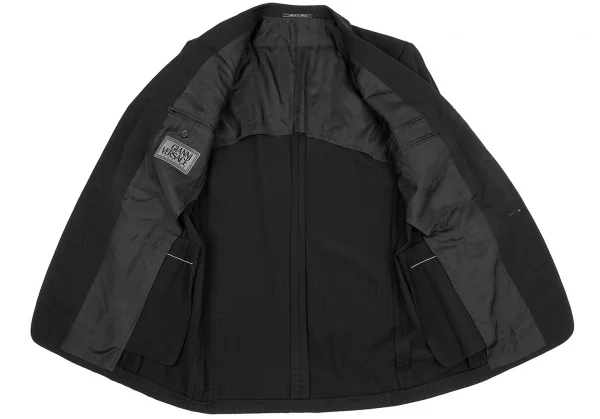 ジャンニヴェルサーチGIANNI VERSACE ウールシャドーチェックジャケット 黒L位 K-81491_011
