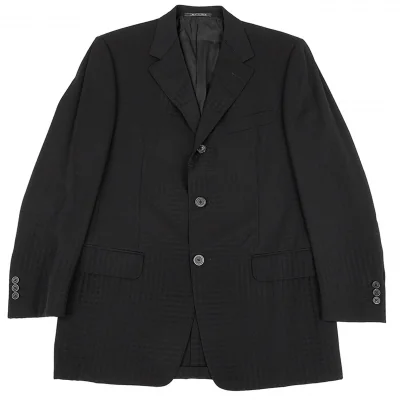 ジャンニヴェルサーチGIANNI VERSACE ウールシャドーチェックジャケット 黒