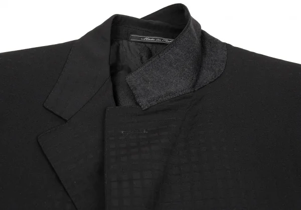 ジャンニヴェルサーチGIANNI VERSACE ウールシャドーチェックジャケット 黒L位 K-81491_004