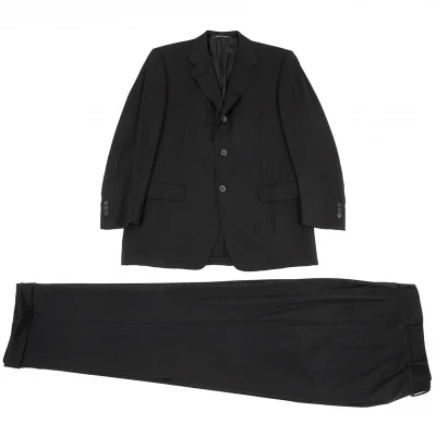 ジャンニヴェルサーチGIANNI VERSACE ウールシャドーチェックセットアップスーツ 黒