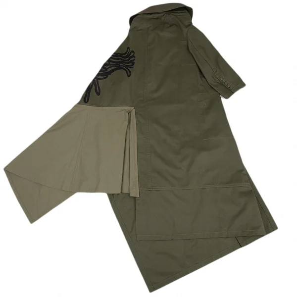 コムデギャルソンCOMME des GARCONSプリント斜行変形コート カーキM (K