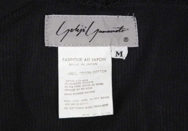 ヨウジヤマモト ファムYohji Yamamoto FEMMEコットンリブショート丈ボタンレスカーディガン 黒M K-81518_015