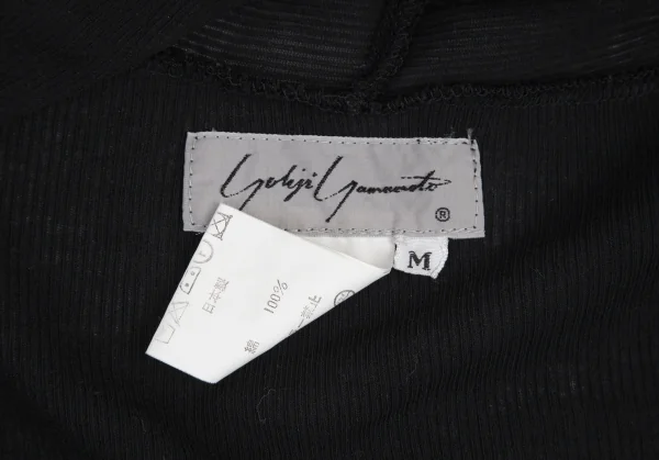 ヨウジヤマモト ファムYohji Yamamoto FEMMEコットンリブショート丈ボタンレスカーディガン 黒M K-81518_016