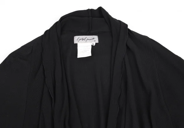 ヨウジヤマモト ファムYohji Yamamoto FEMMEコットンリブショート丈ボタンレスカーディガン 黒M K-81518_003