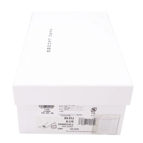 マークジェイコブスMARC JACOBS ラインストーンヒール箔レザーパンプス シルバー23 K-81595_016
