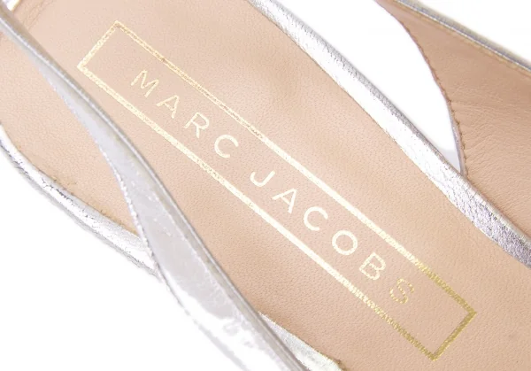 マークジェイコブスMARC JACOBS ラインストーンヒール箔レザーパンプス シルバー23 K-81595_018
