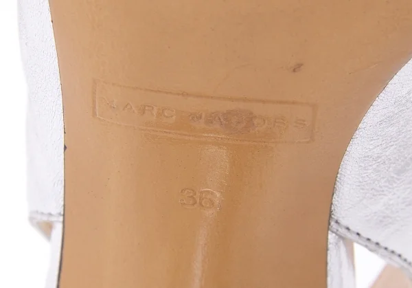マークジェイコブスMARC JACOBS ラインストーンヒール箔レザーパンプス シルバー23 K-81595_008