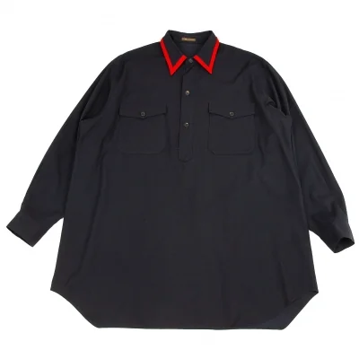 ワイズフォーメンY's for men ウールコットンギャバ襟パイピングプルオーバーシャツ