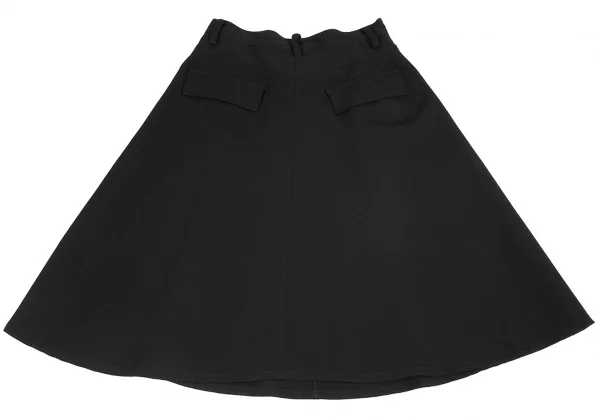 ワイズY's ウールギャバ台形スカート 黒2 K-81684_010