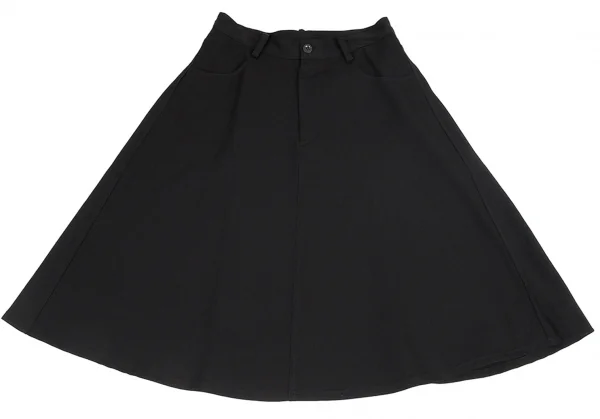 ワイズY's ウールギャバ台形スカート 黒2 K-81684_002