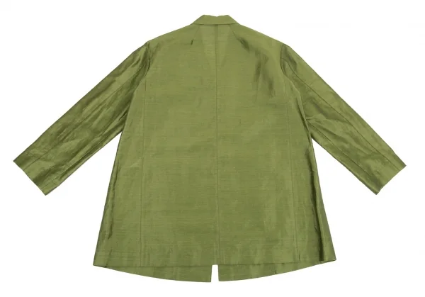 レキップヨシエイナバL'EQUIPE YOSHIE INABA リネンポリ光沢テーラードジャケット 抹茶38 K-81685_010