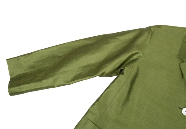 レキップヨシエイナバL'EQUIPE YOSHIE INABA リネンポリ光沢テーラードジャケット 抹茶38 K-81685_005