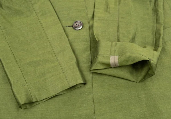 レキップヨシエイナバL'EQUIPE YOSHIE INABA リネンポリ光沢テーラードジャケット 抹茶38 K-81685_006