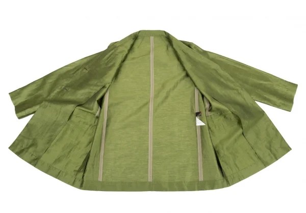 レキップヨシエイナバL'EQUIPE YOSHIE INABA リネンポリ光沢テーラードジャケット 抹茶38 K-81685_009