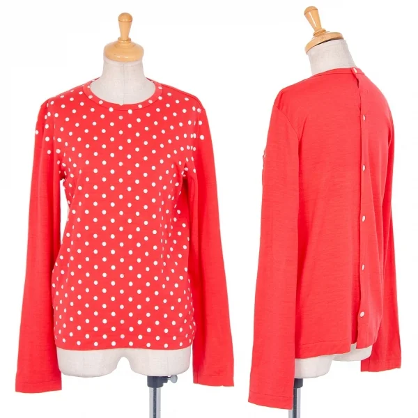 トリココムデギャルソンtricot COMME des GARCONS ウールドット後ろボタン長袖カットソー 赤S位 K-81754_001