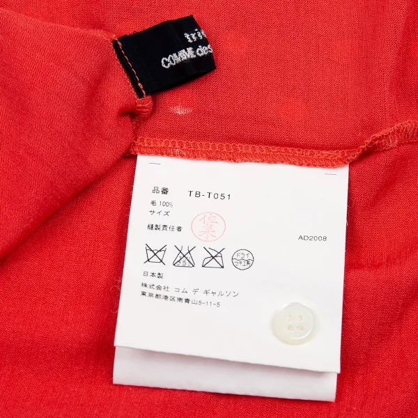 トリココムデギャルソンtricot COMME des GARCONS ウールドット後ろボタン長袖カットソー 赤S位 K-81754_015
