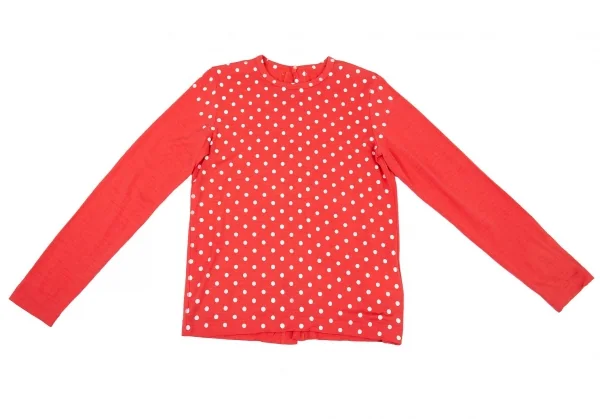 トリココムデギャルソンtricot COMME des GARCONS ウールドット後ろボタン長袖カットソー 赤S位 K-81754_002