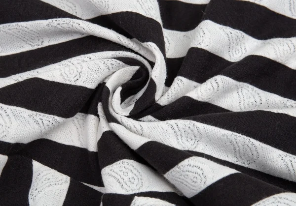 ジュンヤワタナベ コムデギャルソンJUNYA WATANABE COMME des GARCONS ペイズリー織りボーダー切替変形カットソー 白黒S K-81756_011