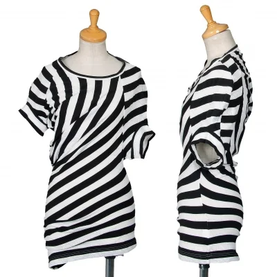 ジュンヤワタナベ コムデギャルソンJUNYA WATANABE COMME des GARCONS ペイズリー織りボーダー切替変形カットソー